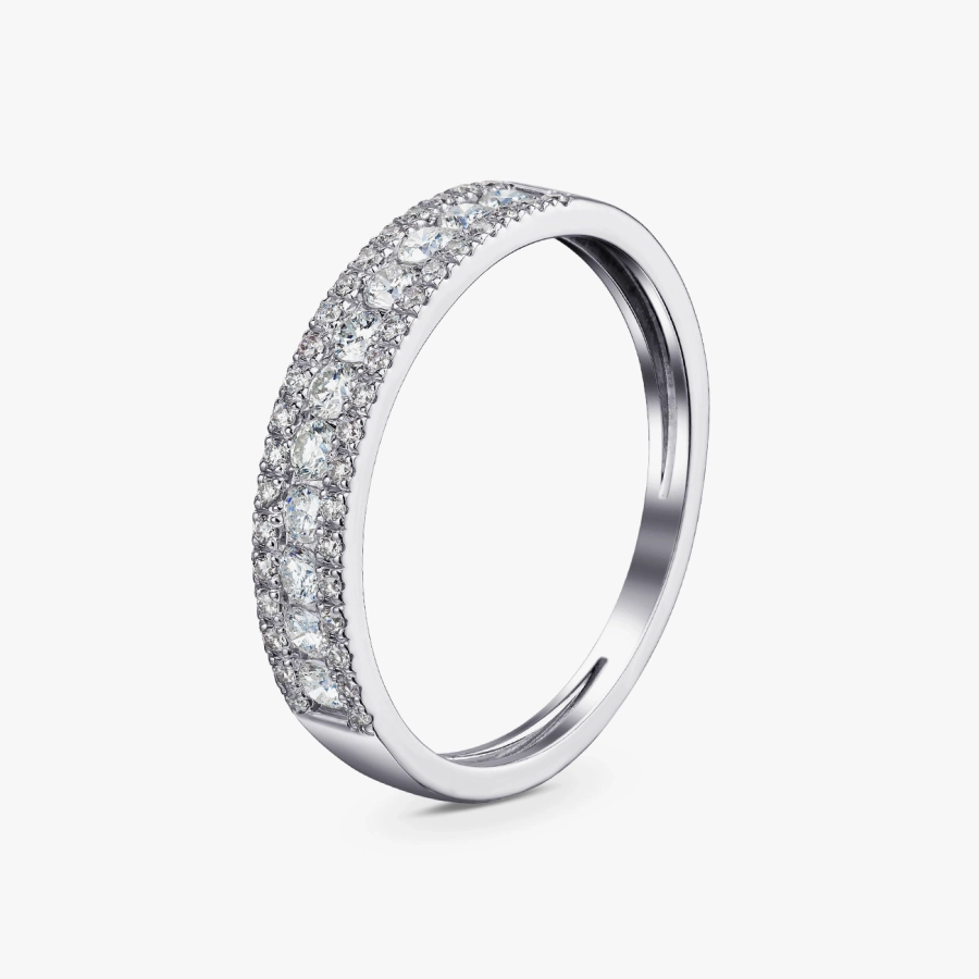 Діамантова каблучка-доріжка з білого золота - К100145