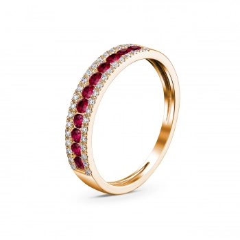 GOLD RING WITH RUBIES AND DIAMONDS - К100149р