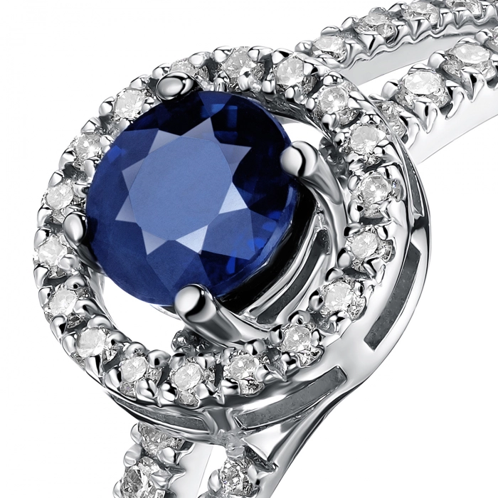 GOLD RING WITH DIAMONDS AND SAPPHIRE - К100146с