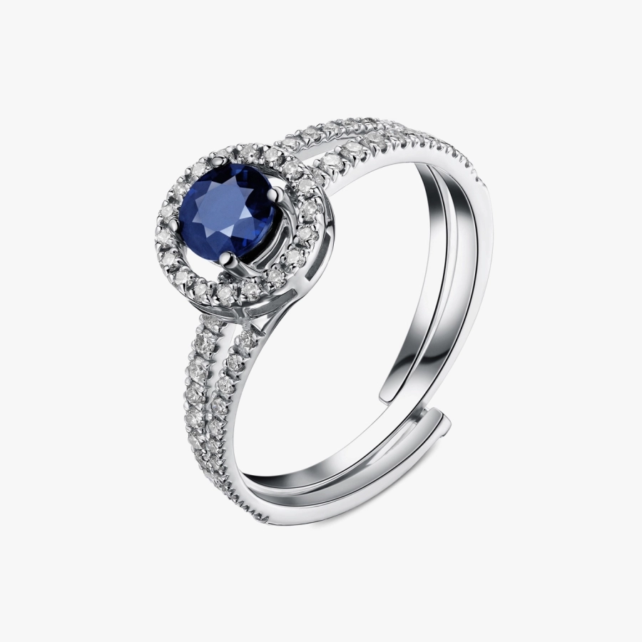 ЗОЛОТА КАБЛУЧКА З САПФІРАМИ І ДІАМАНТАМИ - К100146с