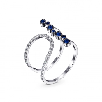 GOLD RING WITH SAPPHIRES AND DIAMONDS - К100148с