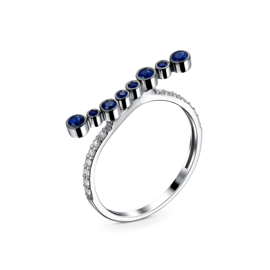 ЗОЛОТА КАБЛУЧКА З САПФІРАМИ І ДІАМАНТАМИ - К100150с