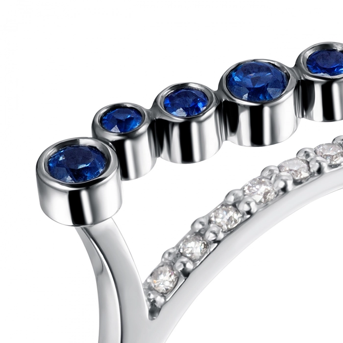 GOLD RING WITH SAPPHIRES AND DIAMONDS - К100151с
