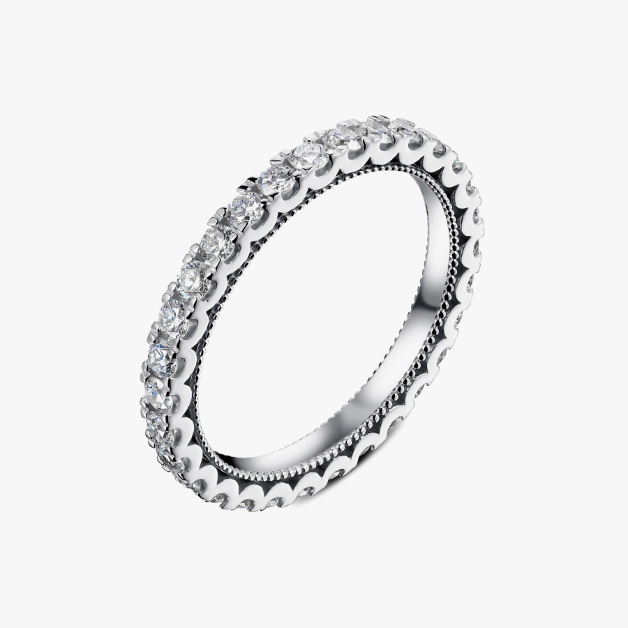 Обручка з білого золота з діамантами по колу - К100165