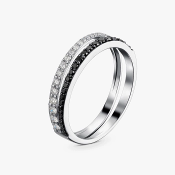 GOLD RING WITH BLACK DIAMONDS AND DIAMONDS - К100176