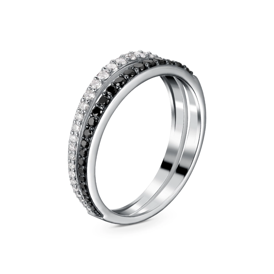 ЗОЛОТА КАБЛУЧКА З ЧОРНИМИ ДІАМАНТАМИ І ДІАМАНТАМИ - К100177