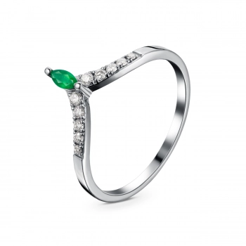 GOLD RING WITH EMERALD AND DIAMONDS - К100191и