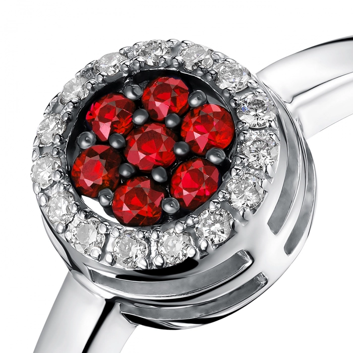 GOLD RING WITH DIAMONDS AND RUBIES - К100242р