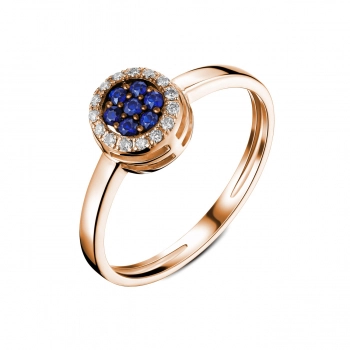GOLD RING WITH SAPPHIRES AND DIAMONDS - К100242с