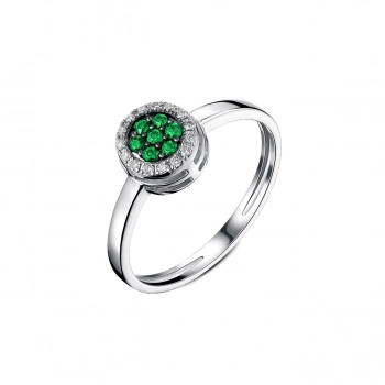 GOLD RING WITH DIAMONDS AND EMERALDS - К100242и