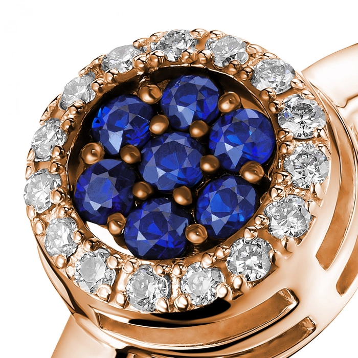 GOLD RING WITH SAPPHIRES AND DIAMONDS - К100242с