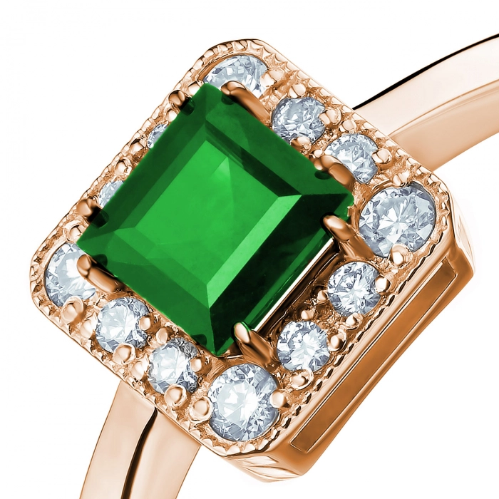 GOLD RING WITH EMERALD AND DIAMONDS - К100052и