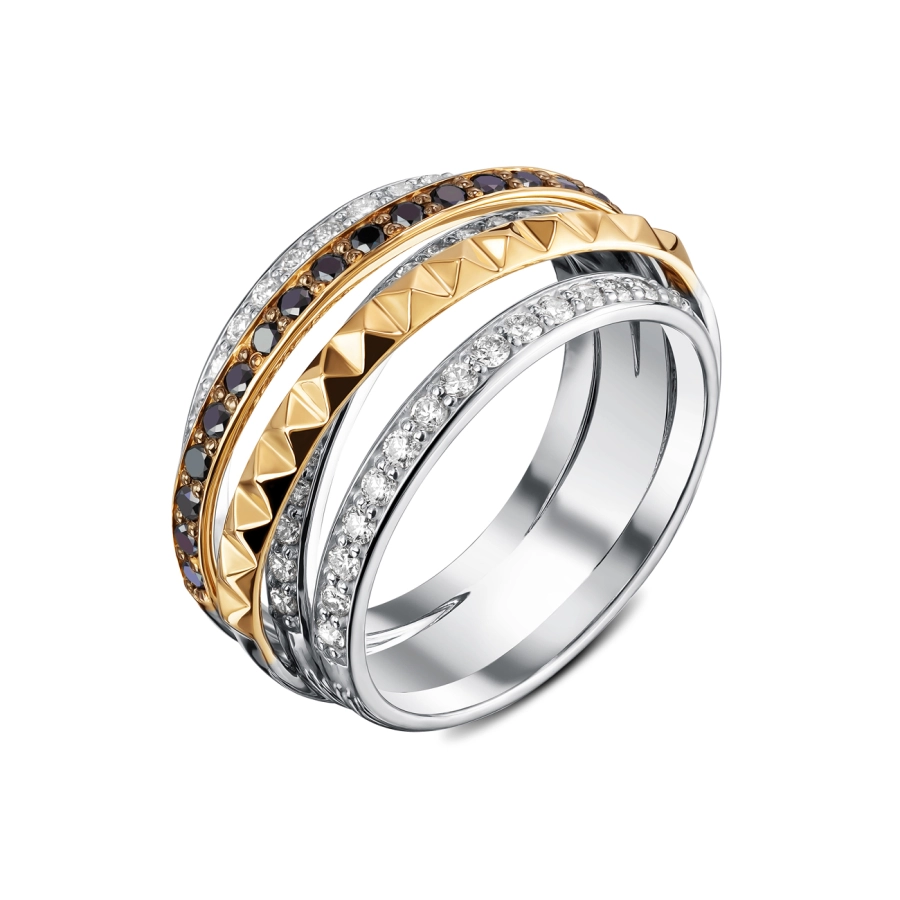 ЗОЛОТА КАБЛУЧКА З ЧОРНИМИ ДІАМАНТАМИ - К100260ч