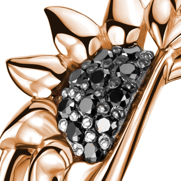 GOLD RING WITH BLACK DIAMONDS - К100297ч