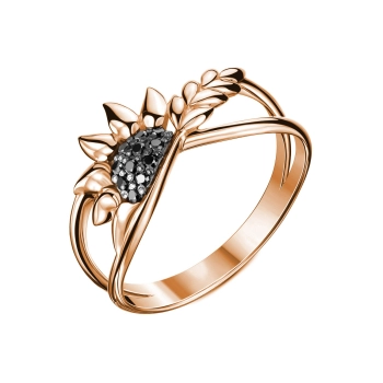 GOLD RING WITH BLACK DIAMONDS - К100297ч