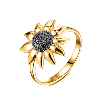 GOLD RING WITH BLACK DIAMONDS - К100302ч