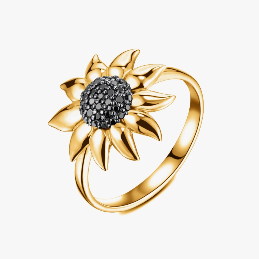 ЗОЛОТА КАБЛУЧКА З ЧОРНИМИ ДІАМАНТАМИ І ЖОВТИМИ САПФІРАМИ - К100302