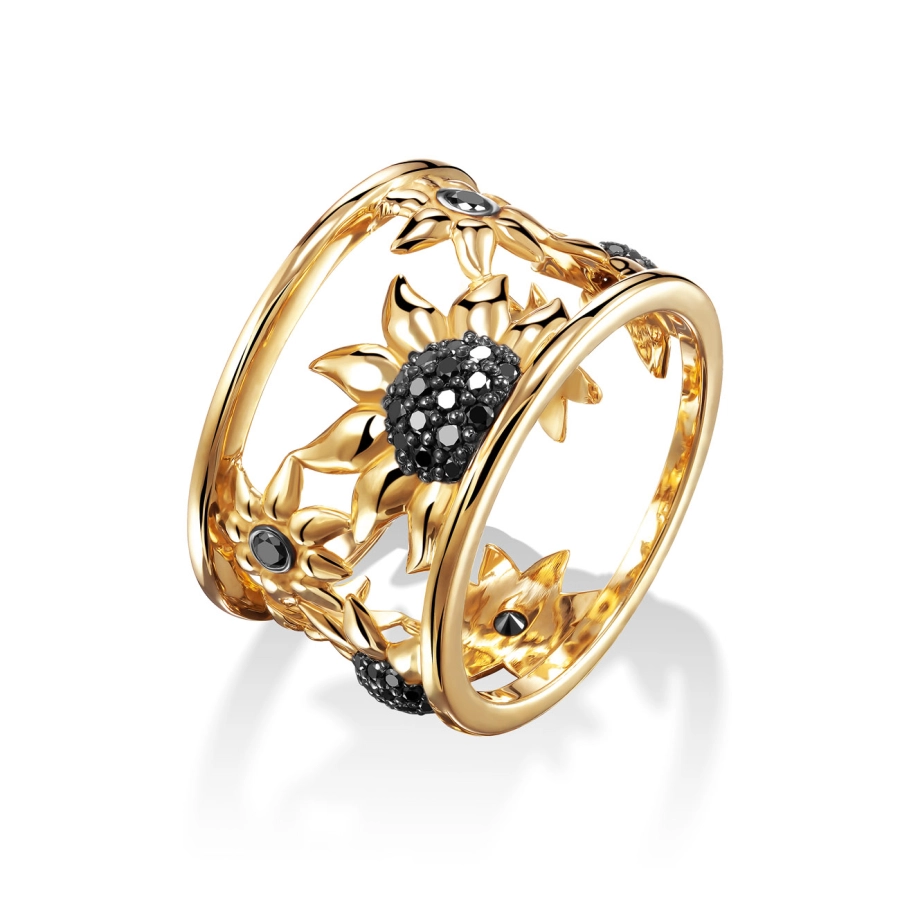 ЗОЛОТА КАБЛУЧКА З ЧОРНИМИ ДІАМАНТАМИ - К100303ч