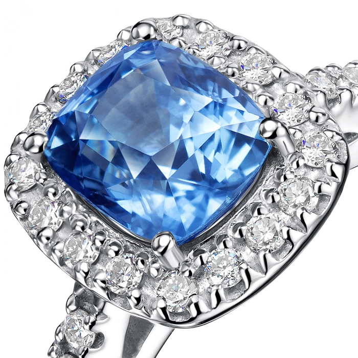 GOLD RING WITH SAPPHIRE AND DIAMONDS - К100310