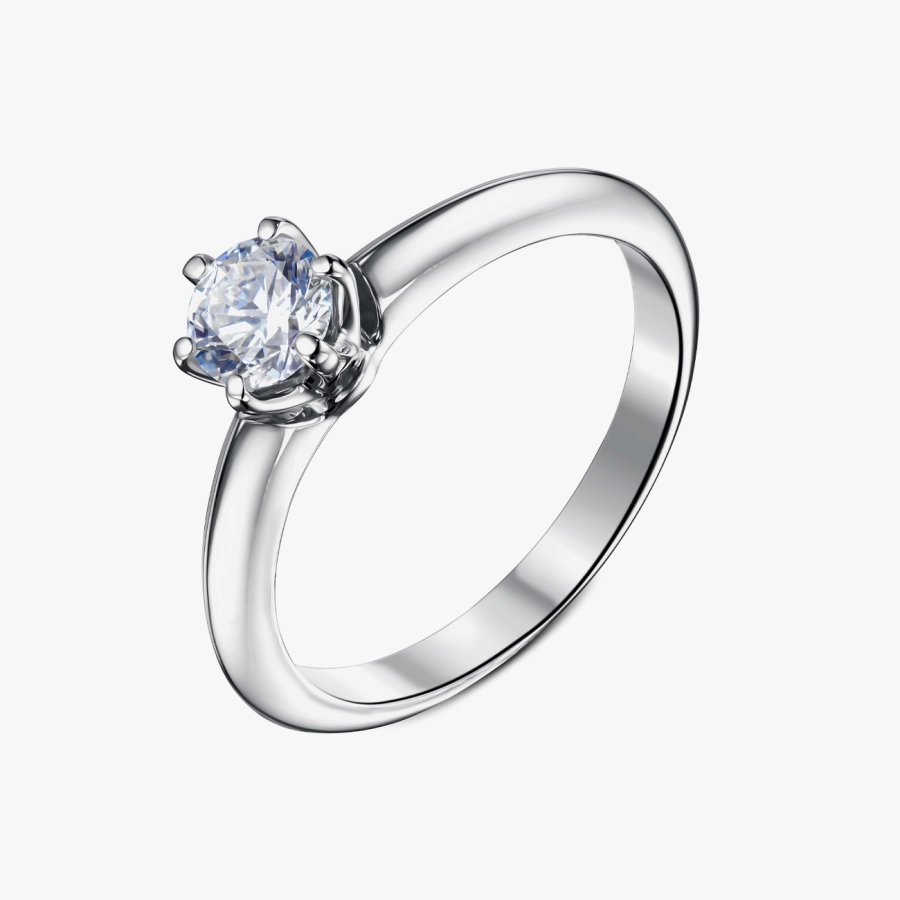 Classic white gold solitaire ring with diamond 0.5 ct - К100321.52