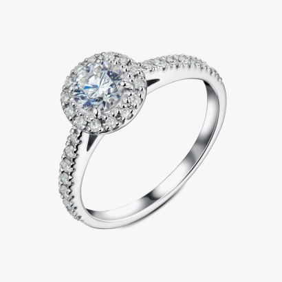 White Gold Halo Diamond Ring - К100322