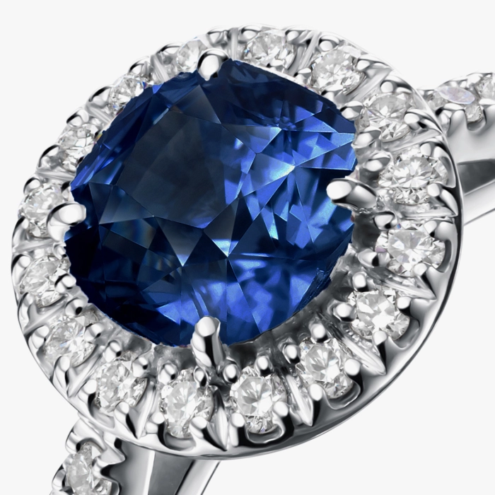 Золотое кольцо с сапфиром и бриллиантами - К100322.65