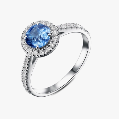 Золота каблучка з сапфіром та діамантами - К100322.65