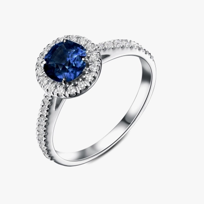 Azure Halo Sapphire and Diamond Gold Ring - К100322.65