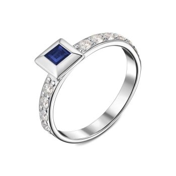 GOLD RING WITH SAPPHIRE AND DIAMONDS - К100333с