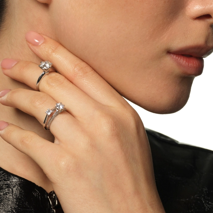 Каблучка з білого золота з діамантами 1 карат - К100340.65