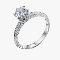 Кольцо из белого золота с большим центральным бриллиантом 0,5 карат - К100340