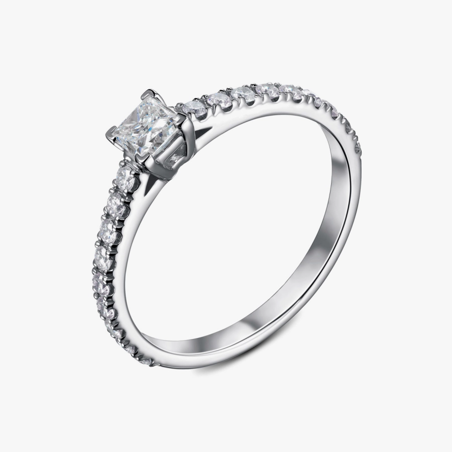 Каблучка з білого золота з діамантом для заручин - К100344