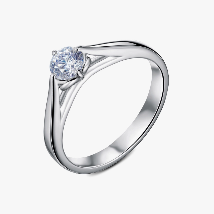 Кольцо из белого золота с центральным бриллиантом - К100352.52