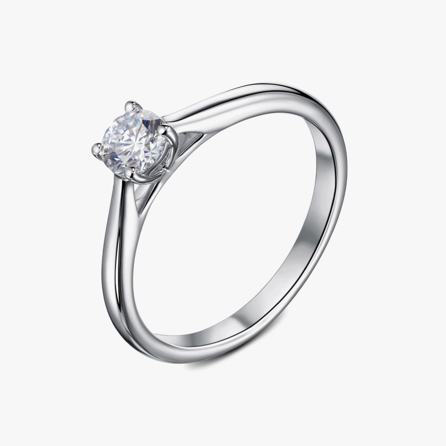 Классическое кольцо с бриллиантом в белом золоте - К100375.43