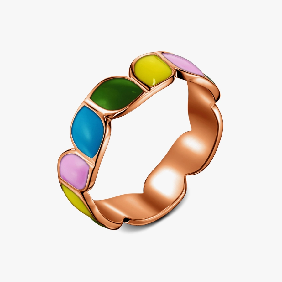 Кольцо из красного золота с эмалью - К100385