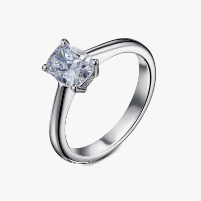 Каблучка з діамантом «Cushion Grace» у білому золоті - К100411.1