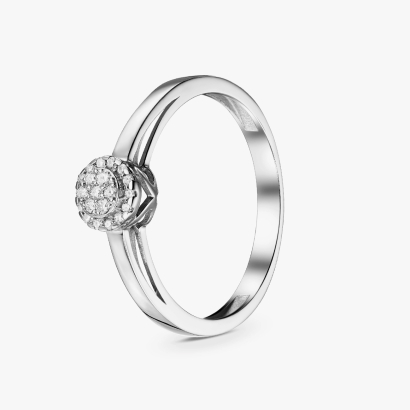 White Gold Ring with Diamond Cluster - К1007