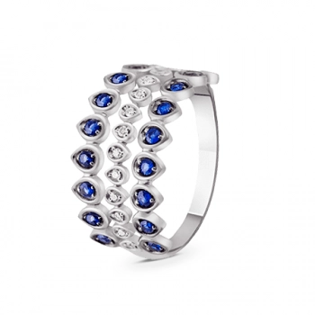 GOLD RING WITH SAPPHIRES AND DIAMONDS - K1009