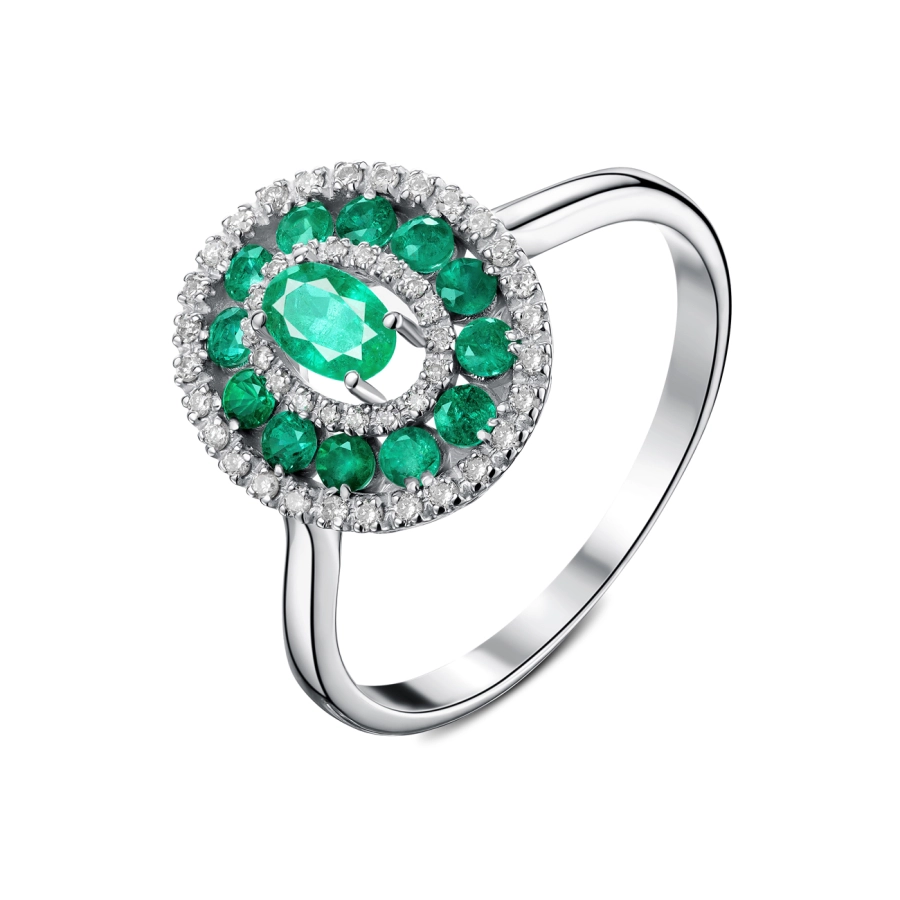 ЗОЛОТОЕ КОЛЬЦО С ИЗУМРУДАМИ И БРИЛЛИАНТАМИ - К1015и