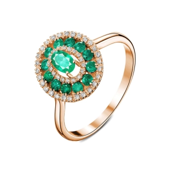 GOLD RING WITH DIAMONDS AND EMERALDS - К1015и