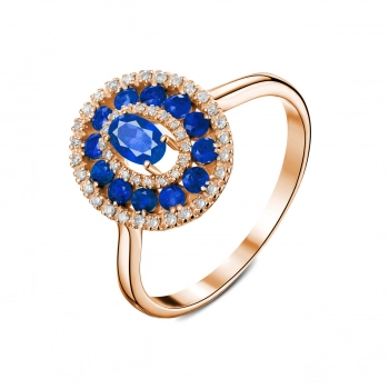 GOLD RING WITH DIAMONDS AND SAPPHIRES - К1015с