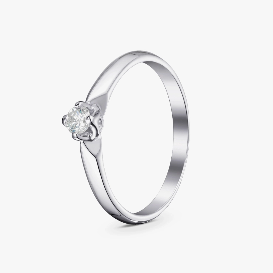 Каблучка з білого золота та діамантом  - К1025