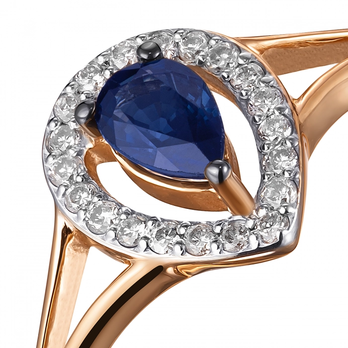 GOLD RING WITH SAPPHIRE AND DIAMONDS - K1068