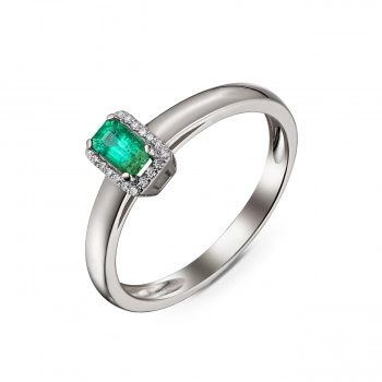 GOLD RING WITH EMERALD AND DIAMONDS - К1090и
