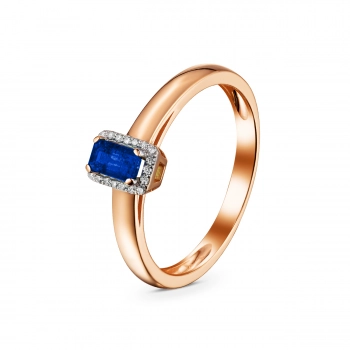 GOLD RING WITH SAPPHIRE AND DIAMONDS - К1090с
