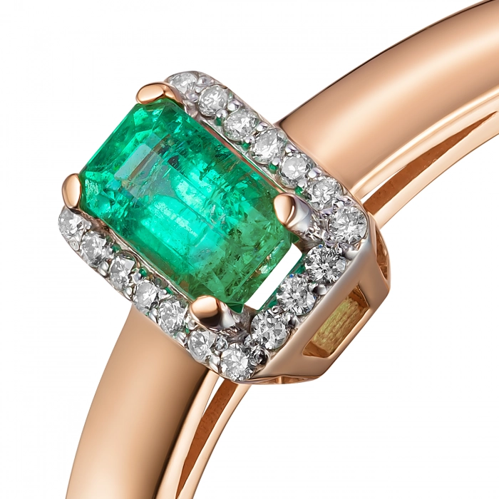 GOLD RING WITH EMERALD AND DIAMONDS - К1090