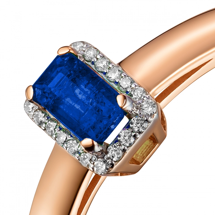 GOLD RING WITH SAPPHIRE AND DIAMONDS - К1090с