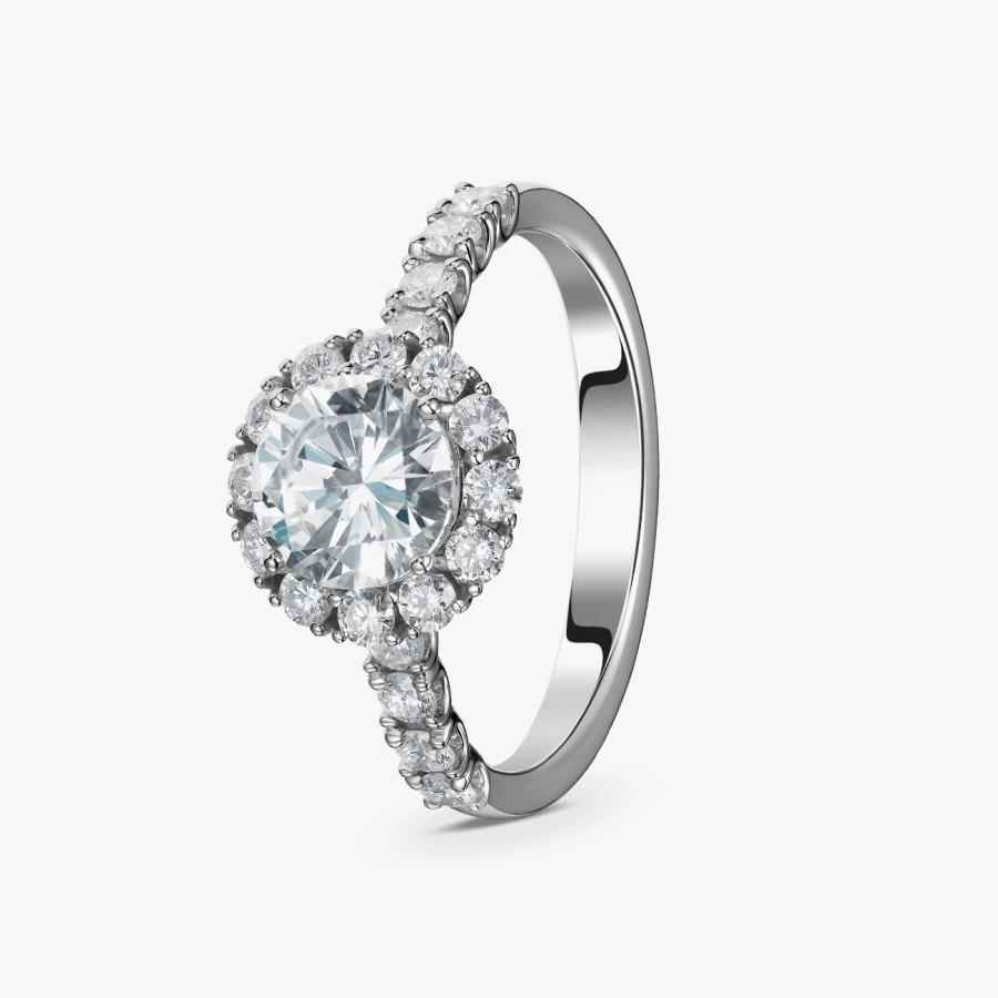 Каблучка з діамантами з білого золота — К1110