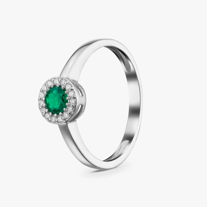 White Gold Emerald and Diamond Ring - К1124и
