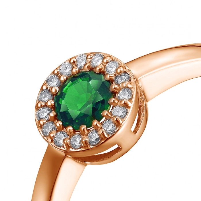 GOLD RING WITH EMERALD AND DIAMONDS - К1124